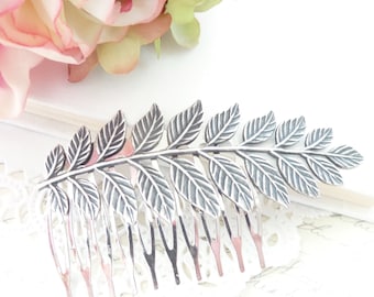 Sterling Silver Plated Leaf Branch Hair Comb - Ox Silver - Woodland Collection - Whimsical - Nature - Bridal