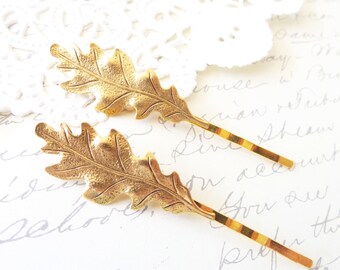 Gouden Ox blad haarspeld set-Oak Leaf haar pins-bos haartoebehoren-goud eiken blad Hair Pin-bruids Hair-Leaf haaraccessoires