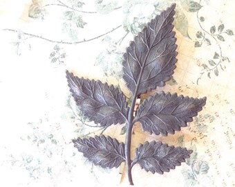 Leaf Branch Hair Pin - Black Leaf Branch Hair Pin - Large Leaf Spray Bobby Pin - Wedding Hair Pin - Large Black Leaf Branch - Bruidshaar