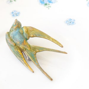 Verdigris Sparrow Hair Clip - Bird Hair Clip - Alligator Bird Clip - Sparrow Swallow Hair Clip - Green Blue Sparrow Swallow - Bridal Hair