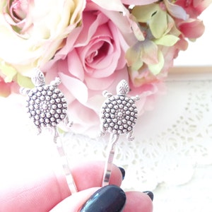 Ox Silver Turtle Hair Pins Turtle Bobby Pins Tortoise Hair Pins Animal Sea Turtle Land Turtle Nature Woodland image 1