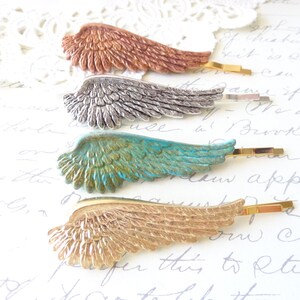 Golden Feather Hair Pins Angel Wing Bobby Pins Gold Feather Hair Pin Feather Bobby Pins Bridal Feather Hair Accessory Gold Feather image 5