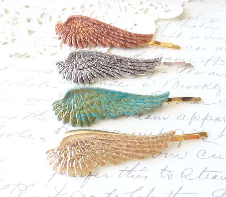 Golden Feather Hair Pins Angel Wing Bobby Pins Gold Feather Hair Pin Feather Bobby Pins Bridal Feather Hair Accessory Gold Feather image 5