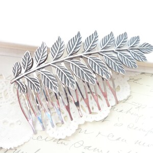 Sterling Silver Plated Leaf Branch Hair Comb Ox Silver Woodland Collection Whimsical Nature Bridal image 2