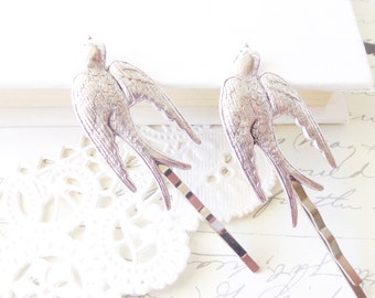 Zilveren mus haarspelden - Vogel haarspelden - Zwaluw haarspelden set - Vliegende haarspelden set - Bos thema - Tuin bruiloft - Bruids haarspelden