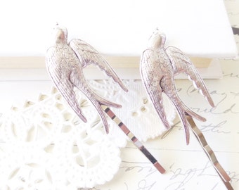 Silver Sparrow Hair Pins - Bird Hair Pins - Swallow Bobby Pin Set - Take Flight Bobby Pin Set - Woodland - Garden Wedding - Bridal Hair Pins