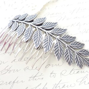 Sterling Silver Plated Leaf Branch Hair Comb Ox Silver Woodland Collection Whimsical Nature Bridal image 4