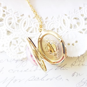 Pink Fire Opal Locket Necklace Gold Locket Birthstone Locket Necklace Keepsake October Birthday Gift Fire Opal image 7