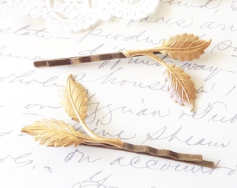 Golden Leaf Branch Bobby Pin Set - Woodland Collection - Whimsical - Nature - Bridal