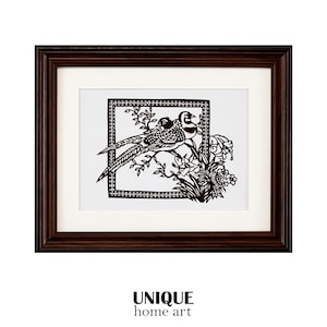 UniqueHomeArt Collection Of Folk Art Bird & Flower Paper Cut Wall Art Framed 13 3/4in X 16 3/4in | 2025 Home Decoration Trends