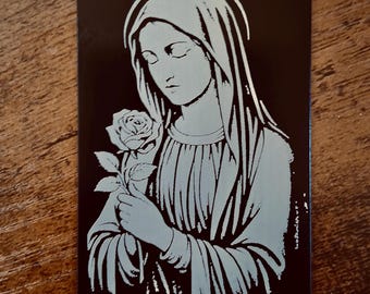 Pray Card Virgin Mary: Metal Holy Card –Prayer of Protection-Sub Tuum Praesidium