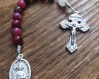 St. Teresa of Avila Rosary: Sodalite Stone Beads, Pocket Size