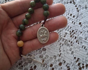 Handmade St. George Sodalite Rosary: Catholic Pocket Decade Rosary