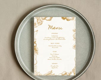 Minimalist Thanksgiving Menu Template, Printable Dinner Menu (CANVA)