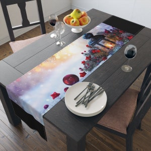 Table Runner (Cotton, Poly) Christmas, Holiday, Christmas Dinning Decor, Holiday Table Decoration, X-mas, Tablecloth, Family Entertainment