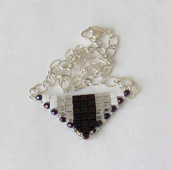 Triangle Pendant Necklace with Deep Purple Arrow SKU: NK1039