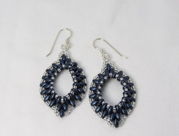 Dark Blue & Silver Earrings SKU: ER02