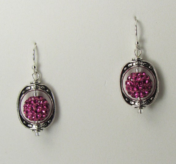 Hot Pink Drop Dangle Earrings    SKU: ER 1033