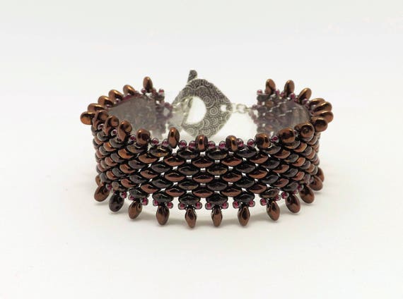 Bronze Colored Peyote Bracelet - 7 inch SKU BR1033