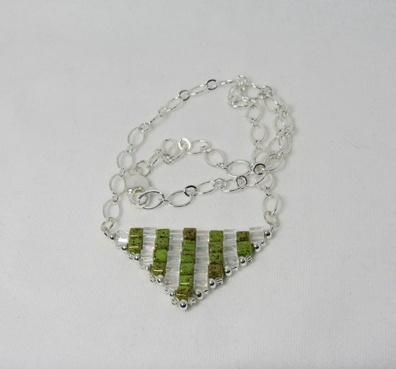 Triangle Pendant Necklace in Lime & Crystal SKU: NK1032