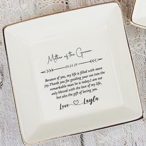 Piatto portafedi personalizzato per la mamma dello sposo, portagioie personalizzato per la mamma, vassoio portaoggetti in ceramica personalizzato, regalo per la mamma dalla sposa, piatto portagioie