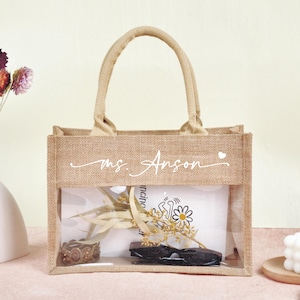 Personalized Tote Gift Bag, Custom Beach Bag with Name, Bachelorette Party Favor, Bridesmaid Bags, Custom Burlap Tote, Jute Bag, Burlap Tote