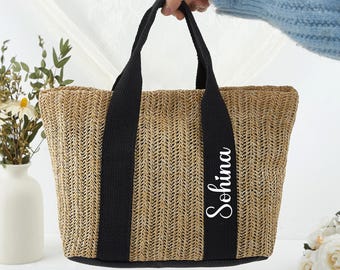 Custom Beach Straw Bags, Personalized Burlap Tote, Bridesmaid Gift, Wedding Gift ,Bridal Shower Bag