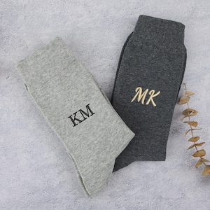Calcetines personalizados para padrinos de boda, iniciales bordadas a medida, calcetines de boda