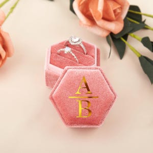 Personalized Velvet Ring Box, Double Slots Velvet Ring Box, Custom Engagement Ring Box, Wedding Gift, Custom Ring Holder, Anniversary Gift