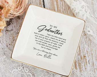 Portafedi in ceramica personalizzato: regalo ricordo di nozze personalizzato, vassoio portagioie per la madrina