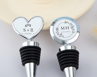 Personalized Wine Stopper, Custom Metal Topper, Wedding Favor