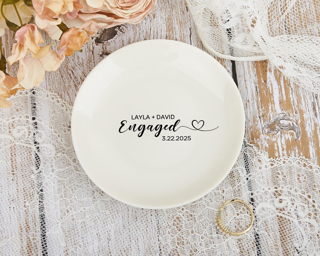 Custom Ceramic Engagement Ring Dish, Personalized Wedding Gift - Etsy