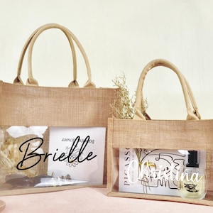 Custom Burlap and Pvc Bag, Custom Burlap Tote with Name, Bachelorette Party Bag, Beach Bag,Jute Bag,Wedding Gift, Bridesmaid Proposal Gift