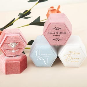 Double Slot Velvet Ring Box: Personalized Engagement, Wedding Keepsake