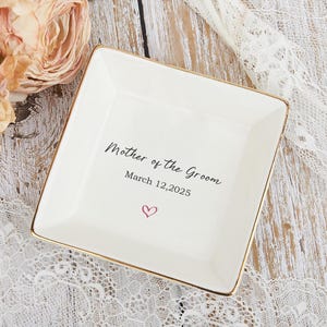 Piatto per fedi nuziali personalizzato, piatto per gioielli per la madre della sposa e dello sposo, portagioie per la madre, regalo per la suocera, regali per la festa della sposa