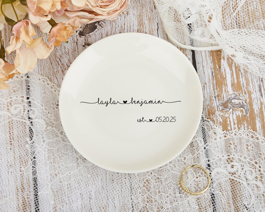 Custom Ceramic Wedding Ring Dish, Personalized Engagement Gift for ...