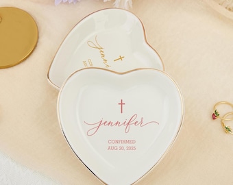 Personalized Ceramic Heart Jewelry Dish: First Communion Gift
