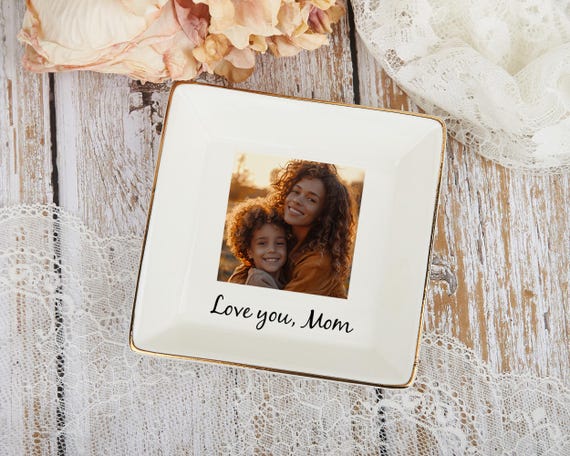 Custom Photo Trinket Tray, Ring Dish with Picture, Mothers Day Gift, Gift for Grandma
