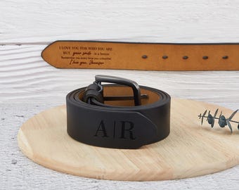 Personalized Faux Leather Belt, Engraved Anniversary Gift