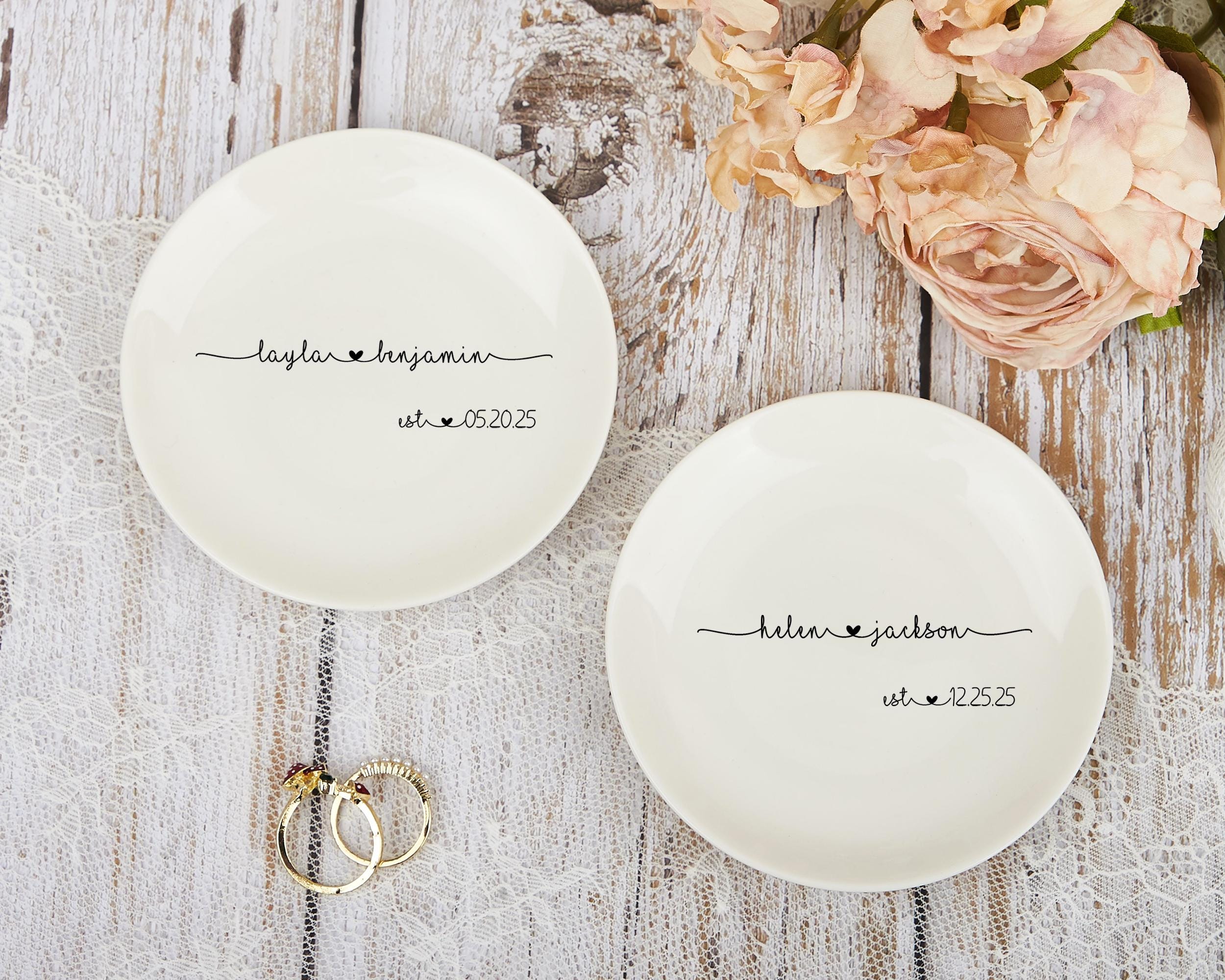 Custom Ceramic Wedding Ring Dish, Personalized Engagement Gift for ...