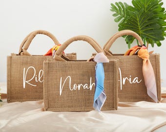 Custom Burlap Tote Bag: Personalized Wedding Party Gift