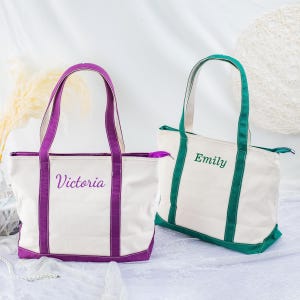 Sac fourre-tout brodé personnalisé, sac fourre-tout en toile personnalisé, cadeau EVJF, cadeau pour elle, cadeau sac de plage pour maman, cadeau sac de voyage, sac cadeau