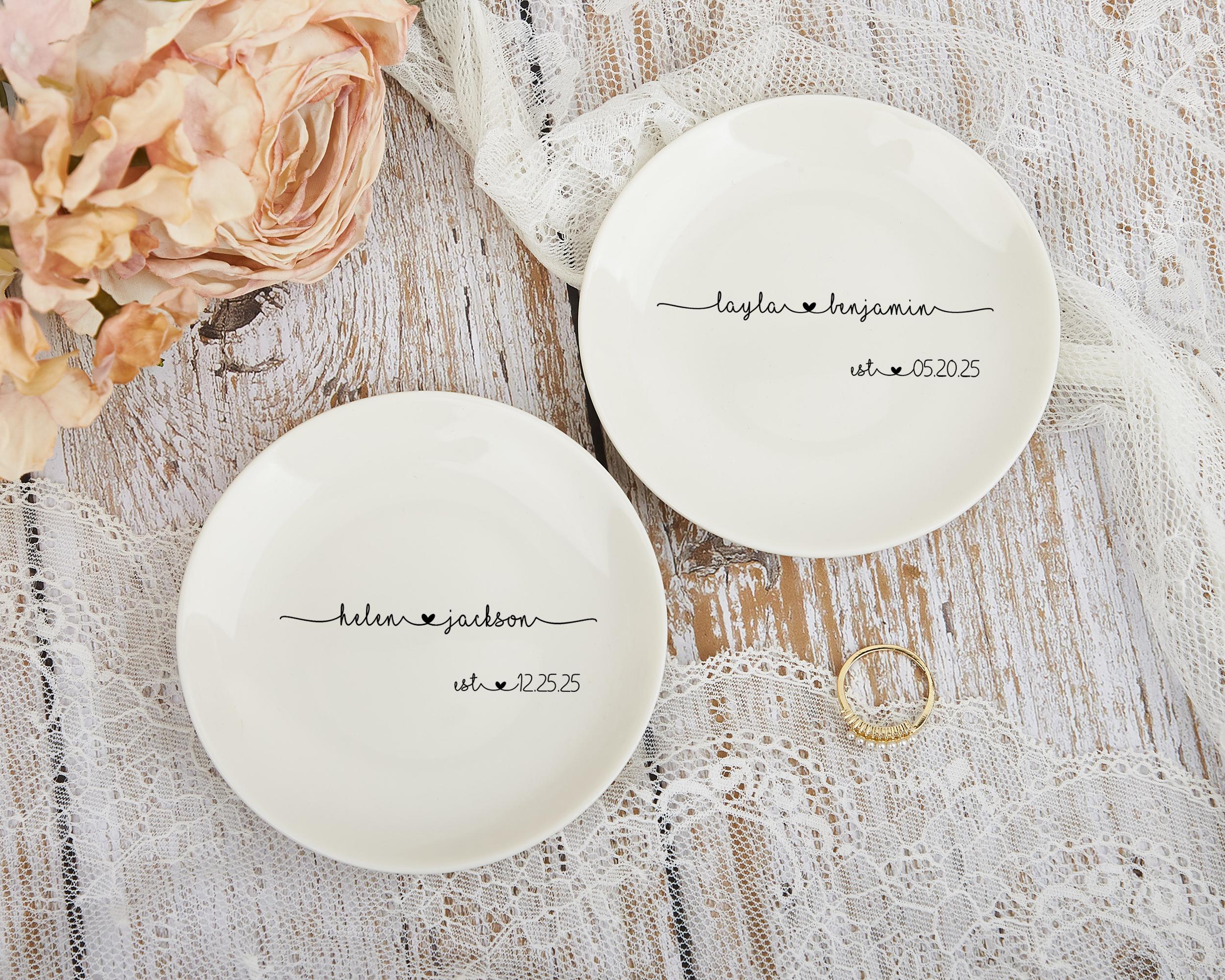 Custom Ceramic Wedding Ring Dish, Personalized Engagement Gift for ...