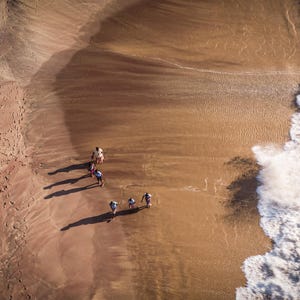 Fotografia aerea della spiaggia, arte murale costiera, stampa fotografica dell&#39;oceano di Hambantota, Sri Lanka, arte murale di viaggio, arte murale rilassante