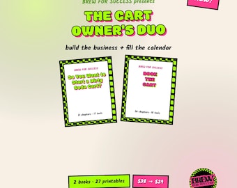 Mobile Drink Cart Business Bundle, Dirty Soda Startup Guide plus Event Booking Playbook, Two Books with 27 Printable Worksheets