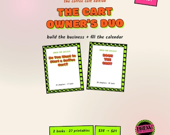 Mobile Coffee Cart Business Bundle, Espresso Cart Startup Guide plus Event Booking Playbook, Two Books with 27 Printable Worksheets