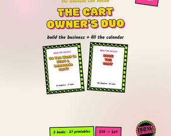 Mobile Lemonade Cart Business Bundle, Lemonade Stand Startup Guide plus Event Booking Playbook, Two Books with 27 Worksheets