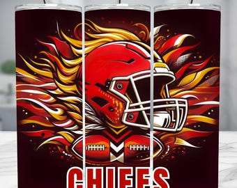 CHIEF 20 oz Football Tumbler Wrap PNG, Sports 20oz Skinny Tumbler Wrap, Sublimation Design, Tumbler Png, Instant Download, Game Day