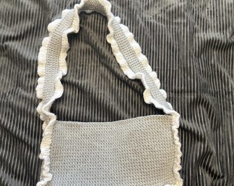 Crochet grey shoulder bag