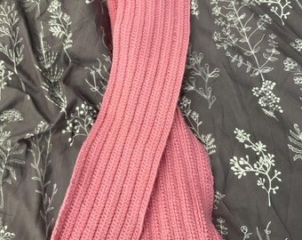 Crochet soft pink scarf for cold weather